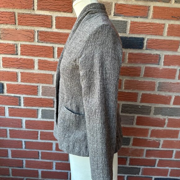 Eileen Fisher Brown Shawl Collar Wool Boucle Fitted Jacket - XS - Pockets - Picture 2 of 3